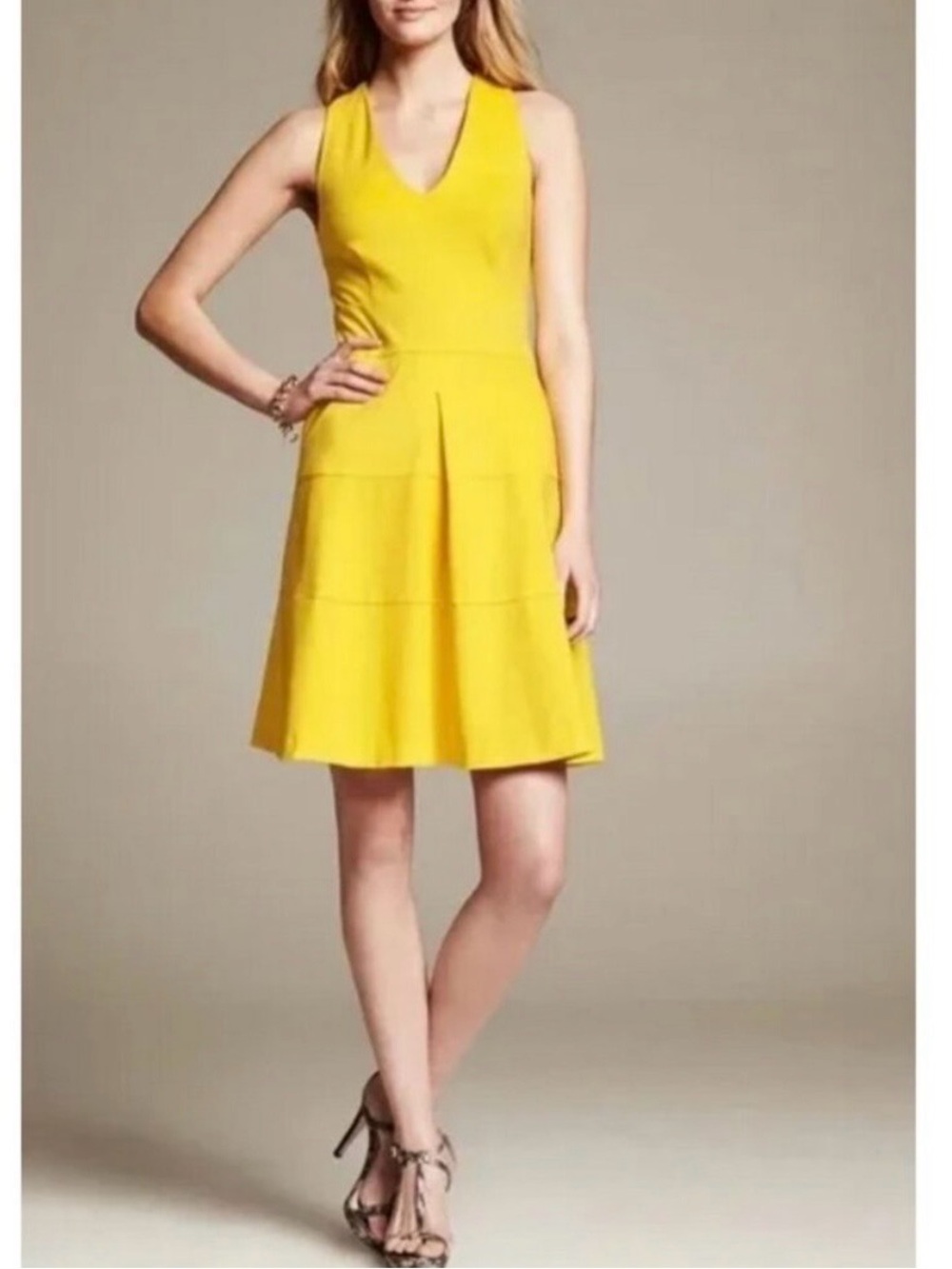 Brand New Banana Republic Yellow Fit & Flare Dress - Size 8P